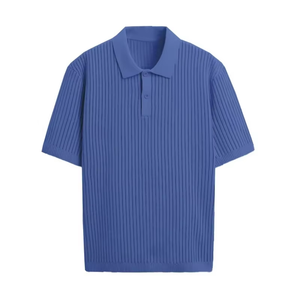 Polo de Punto Crema para Hombre, Manga Corta, Rayas, Corte Regular, Diseño con Botones al Frente - Product Image 2