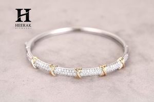 Brazalete con Incrustaciones de Diamantes, Brazalete Articulado de Dos Tonos en Oro de 14K/18K y Plata para Mujer - Product Image 1