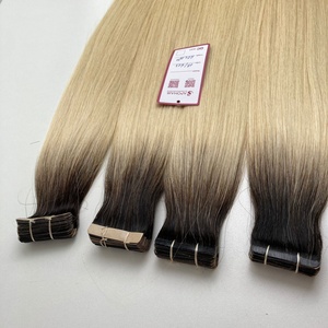 Qualité de luxe vietnamienne 20 "pour ruban dans les extensions de cheveux 4cm droite vague naturelle Remy cheveux Machine Double trame 1B/613 couleur - Product Image 3