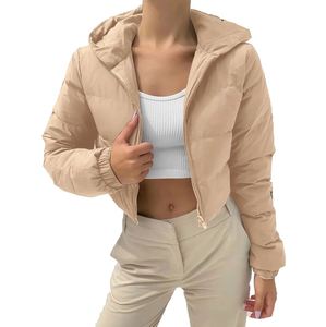 Bubble <b>Puffer</b> Winter Warm Hooded <b>Jacket</b> Women Fashion Y2K <b>Cropped</b> Coats Long Sleeve Outerwear Zipper Casual Parkas Padded Coat - Product Image 2