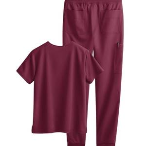 Ensemble d'uniformes médicaux personnalisés avec logo pour infirmières et personnel hospitalier – Haut et pantalon respirants en mélange de coton à col en V – Fabricant - Product Image 5