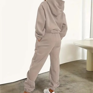 Conjunto de Sudadera sin Cuello y Pantalones de Color Sólido para Mujer, Corte Holgado, Estilo Casual, para Todas las Temporadas, Material de Felpa, Secado Rápido - Product Image 2