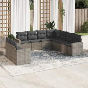 Conjunto de Sofá de Jardín de Ratán PE Gris con Patas Ajustables Grandes - Product Image 1