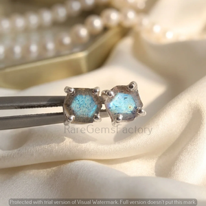 Pendientes de Labradorita Azul Flash, Plata de Ley 925, Corte Cojín, Piedra Preciosa Natural, Joyería Fina para Mujer, Venta al Por Mayor - Product Image 4