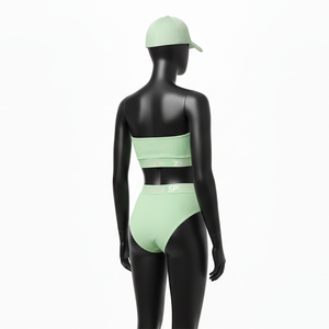 Conjunto de Bikini Deportivo Premium para Mujer, Tejido de Nylon y Spandex, Color Verde Menta, Corte Alto, Banda Elástica, Logotipo Personalizado - Product Image 5