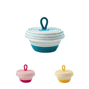 Cesta de Almacenamiento de Cuerda de Algodón con Tapa Decorativa, Contenedor Tejido para Ramadán, Almacenamiento de Juguetes y Organización del Hogar - Product Image 3