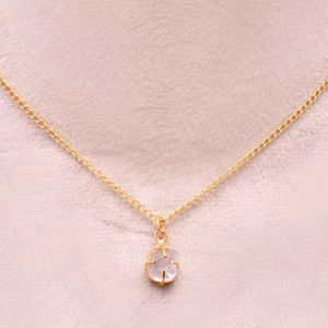 Collar con Colgante de Cristal de Cuarzo Transparente para Niños, Plata de Ley 925, Chapado en Oro de 14K, Piedra Preciosa Natural Curativa, Estilo Étnico - Product Image 1