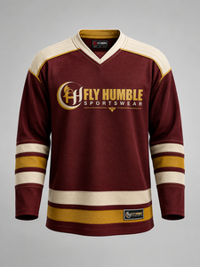 เสื้อฮอกกี้น้ำแข็งผู้ชาย Fly Humble คอวี แขนยาว สีขาว-น้ำเงิน พิมพ์ลายดิจิทัล ระบายเหงื่อได้ดี สายปรับได้ ใส่ได้ทุกฤดู - Product Image 2