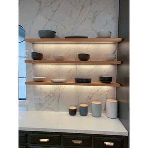 Contemporary Oak Wood Wall Shelf with Integrated Lighting - Wholesale - Product Image 1