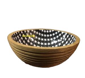 Modèle de cuisine décoratif durable Artisanat en bois Bol de service en bois avec revêtement en émail pour enseignes murales et boîtes en bois - Product Image 2