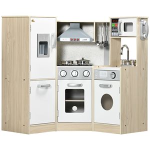 Cucina Giocattolo Interattiva in Legno ad Angolo con Macchina del Ghiaccio e Telefono Giocattolo - Product Image 1