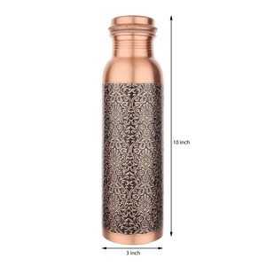 Copper <b>Water</b> <b>Bottle</b> with Vintage Design Leak-Proof Portable Travel <b>Bottle</b> with Lid From Antique Creations - Product Image 6