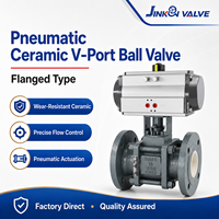 Vanne à boisseau sphérique pneumatique en céramique à port en V WCB PN16 pour régulation de milieux abrasifs, ciment, traitement des eaux usées, vente directe usine
