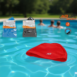 Bonnet de bain Aqua Sport Junior en polyester rouge, bleu, gris, équipement de natation élastique - Product Image 3
