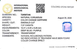 Zafiro azul octogonal natural de 7.57 quilates de Sri Lanka, piedras sueltas para la fabricación de joyas y anillos, tabla Ratti 8.25 BSTN-03 - Product Image 6