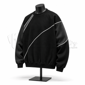 Sweat-shirt à col rond noir pour homme, coupe classique, couleur unie, tissu en molleton français, vêtement décontracté pour l'automne - Product Image 3