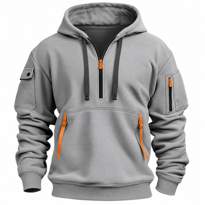 Marineblaue Herren-Halbzip-Hoodie Lässiger Pullover Sweatshirt mit Kängurutasche Maßgeschneiderte Streetwear-Kleidung vom Hersteller - Product Image 4