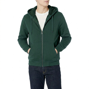 Wholesale Mens Sherpa <b>Lined</b> Hoodie Cotton <b>Fleece</b> Zipper <b>Jacket</b> Thermal Warm Outdoor Hooded OEM - Product Image 3