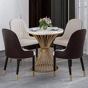 <b>Marble</b> <b>Top</b> New Design Round Dining Tables 4 Seater Metal Dining Table Best Modern Restaurant Dining Table - Product Image 1
