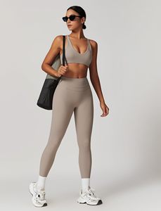 Seamless Yoga Set 2 Piece High Waist Crop Top & <b>Leggings</b> Solid Color Crisscross Straps Sport Wear for Women - Product Image 5