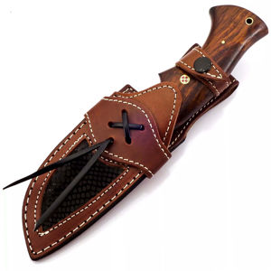 Cuchillo de hoja curva hecho a mano con acero de Damasco y mango de madera para caza. Cuchillos de Damasco a precio de mayorista. - Product Image 3
