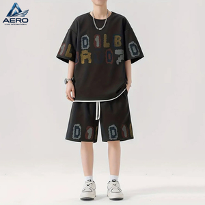 Ensemble deux pièces d'été pour homme : T-shirt imprimé lettres et short à cordon – Tenue décontractée streetwear, survêtement assorti deux pièces - Product Image 6