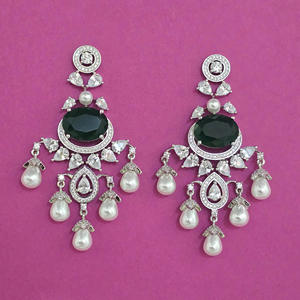 Pendientes de Moda con Circonitas Americanas Hechas a Mano, Calidad de Exportación, con Baño de Rodio, Estilo Clásico, 444104 - Product Image 3