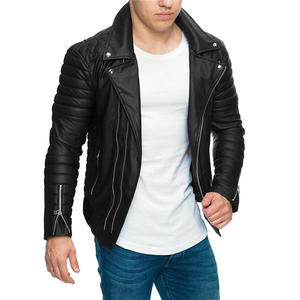 Chaquetas de cuero para hombre, chaqueta de cuero PU para motocicleta, chaqueta de cuero para motocicleta de primavera y otoño para hombre, chaqueta de PU con cremallera de ajuste slim para hombre - Product Image 6