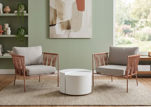 Set of 3 Pieces of Rattan <b>Outdoor</b> Bistro Set <b>Round</b> Coffee <b>Table</b> Rattan Patio Set for Garden, Living Room Balcony Made in Vietnam - Product Image 2