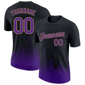 Maillot de basket-ball personnalisé sublimé pour hommes, noir et violet, nom de l'équipe, numéro, col rond, manches courtes, t-shirt 100% polyester - Product Image 1