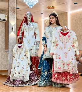 QUNOOT CLOSET Ethnic Salwar Kameez Women Indian <b>Pakistani</b> <b>Wedding</b> Wear Silk Embroidered Traditional Style Regular Length Quick - Product Image 6