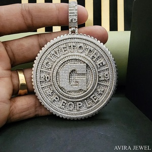 Colgante Hip Hop de Diamante Moissanite, Plata de Ley 925, Chapado en Oro Amarillo y Rosa, Joyería de Moda Unisex - Product Image 3