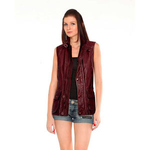 Chaleco de Cuero Genuino para Mujer, Estilo Motero y de Carreras, con Logotipo Personalizado, Alta Calidad, Precio al por Mayor - Product Image 1