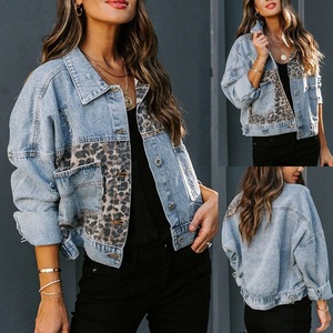 Chaquetas de Mezclilla con Estampado de Leopardo para Mujer, Ropa Otoño Invierno 2022, Chaqueta de Moda Personalizada, Manga Larga, Chaqueta Corta para Mujer - Product Image 2
