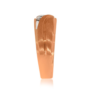 Luxury 18K Rose Gold Three Stone Diamond Wedding Band <b>Ring</b> <b>for</b> <b>Men</b> Modern Brushed Finish Anniversary <b>Ring</b> - Product Image 3