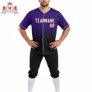 เสื้อเบสบอลสีม่วงและสีดำสำหรับผู้ชายพร้อมกางเกงสีดำชุดยูนิฟอร์มโพลีเอสเตอร์ระบายอากาศได้ขนาดผู้ใหญ่ - Product Image 2