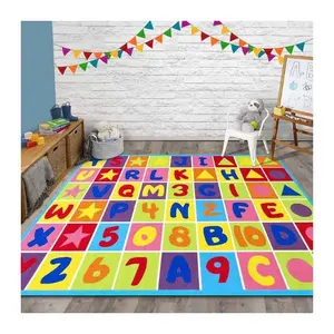 Alphabet And Numbers 200*180*0.5 Cm Thick Crawling Double Surface Brain Mat For Children Game Pad Baby Embroidered Carpet Rug