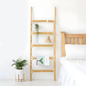 Handcrafted rattan <b>towel</b> rack boho vibe decorative ladder for hair salon home hotel <b>cheap</b> cost ladders - Product Image 3