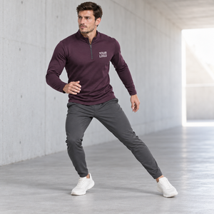 Vente en gros de T-shirts de course mi-zippés pour hommes, respirants, légers, en maille haute performance, fournisseur OEM - Product Image 6