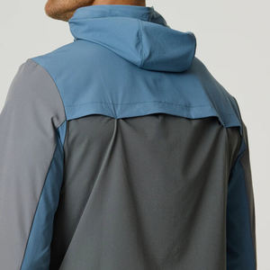 Veste de survêtement à capuche pour homme avec blocs de couleur et poches latérales, séchage rapide, légère, sportive, pour le printemps, coupe classique - Product Image 4