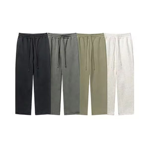 กางเกงวอร์มผ้าฟลีซเอวกลางน้ำหนักเบาสำหรับฤดูใบไม้ร่วง มีซิปและกระเป๋า สำหรับผู้ชาย สีดำ สีเทา ผ้าฝ้าย อุ่นสบาย - Product Image 1