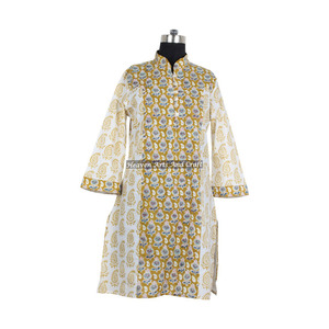 Hand Block Dress Manufacturing Low Price in India DHB022 Hand Block Printed Cotton Kurtis Indian Handmade Kurta For Women - Product Image 2