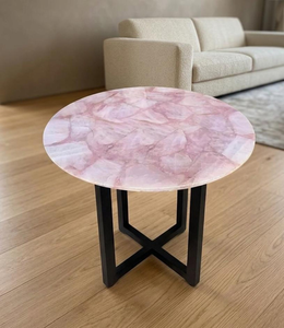 Handmade Rose Quartz Round <b>Table</b> <b>Top</b> Custom Coffee <b>Table</b> Modern Arts Home Decor Furniture - Product Image 2