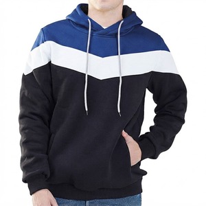 Sudadera con Capucha Premium para Hombre, Diseño Chevron con Bloques de Color, Felpa Gruesa, Cordón Ajustable, Estilo Casual Urbano, Deportes de Invierno - Product Image 1