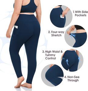 Leggings de yoga personnalisés pour femmes, grande taille, taille haute, effet ventre plat, extensibles, respirants, en Spandex/Coton, longueur genou, 180g - Product Image 3