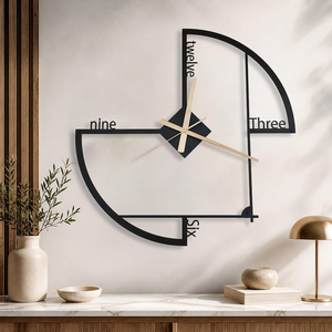 Reloj de Pared Moderno de Metal Negro, Diseño Geométrico Abstracto con Números Arábigos, Reloj Decorativo para Sala de Estar, Oficina en Casa - Product Image 6