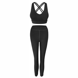 Women's Workout Sets 2 or 3 Piece Gym Ladies Fitness Activewear Set Yoga Wear Cross Hollow Back Sports <b>Bra</b> Pants Leggings Set - Product Image 4