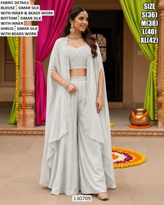 Conjunto de Mujer Tradicional de Georgette Bordado Bandhani/Bhandhani Esmeralda Noor, de Secado Rápido, Largo hasta el Suelo, para Boda, Fiesta o Uso Casual - Product Image 3