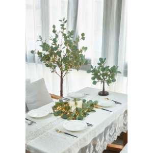 Lumière d'arbre LED style forêt, design fausse branche d'eucalyptus, éclairage décoratif d'intérieur, hauteur 60 cm, lumière blanc chaud - Product Image 4