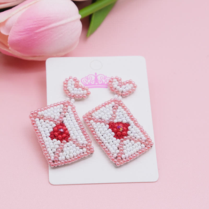 Pendientes de Moda al por Mayor, Elegantes y Lindos, con Forma de Sobre de Amor para el Día de San Valentín, Hechos a Mano con Cuentas, Fabricantes - Product Image 4